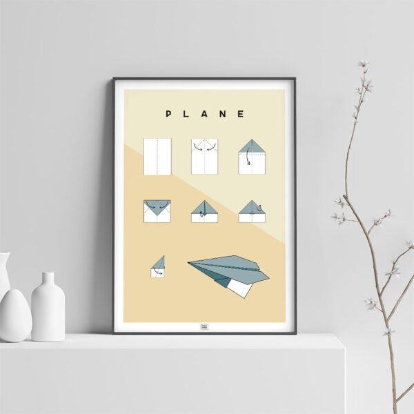 Origami plane poster light background