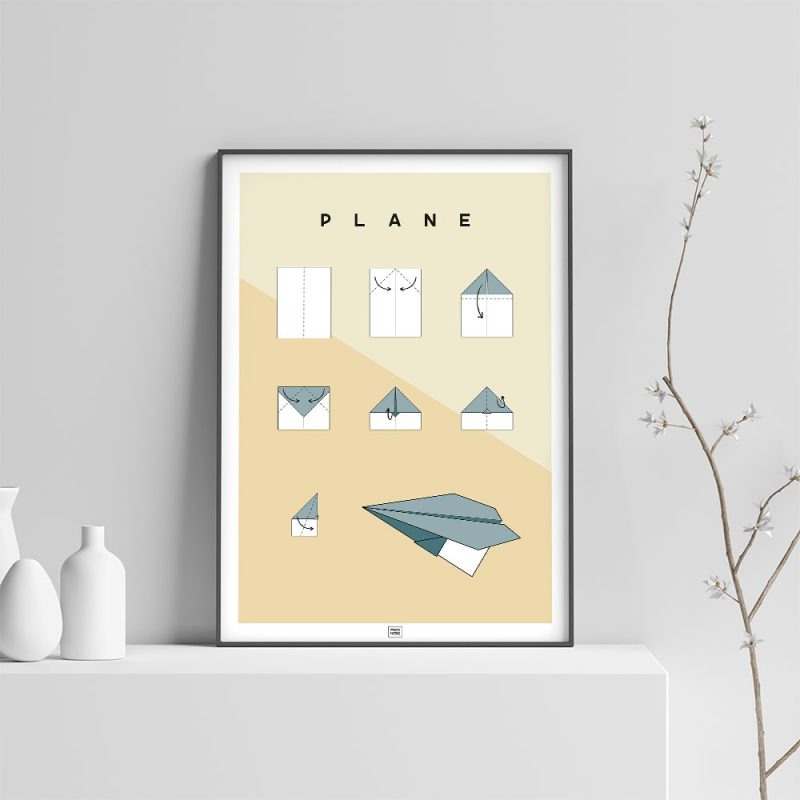 Origami plane poster light background