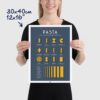 types of pasta poster, a vintage pasta chart poster, size 30x40cm, 12x16"
