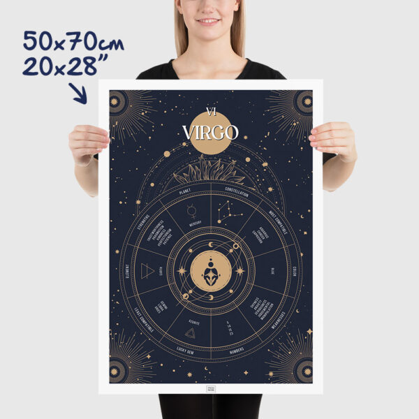 Virgo zodiac poster, Astrology Poster of zodiac sign poster, size 50x70cm, 20x28"