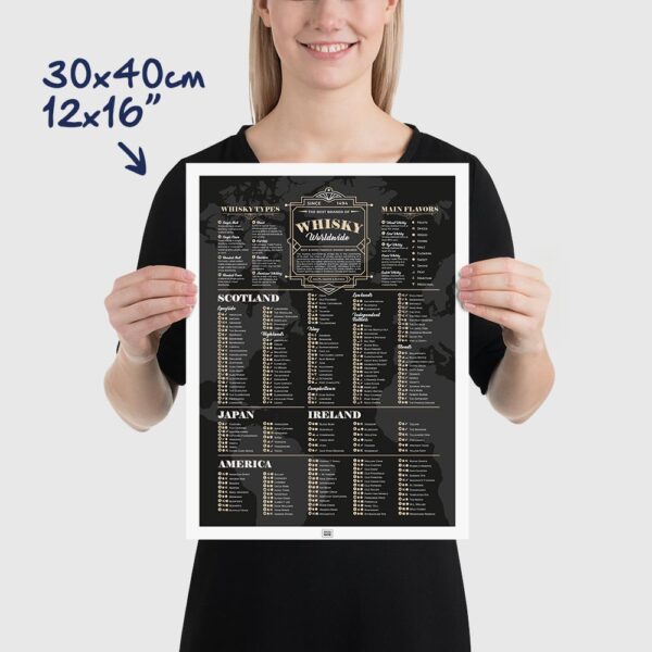 Whisky Poster - The Best Whiskies in the World wall art, size 30x40cm, 12x16"