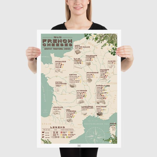 french cheese map, french cheeses poster, 50 best french cheeses