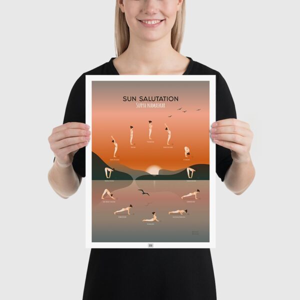 yoga poster, sun salutation poster; asana poster